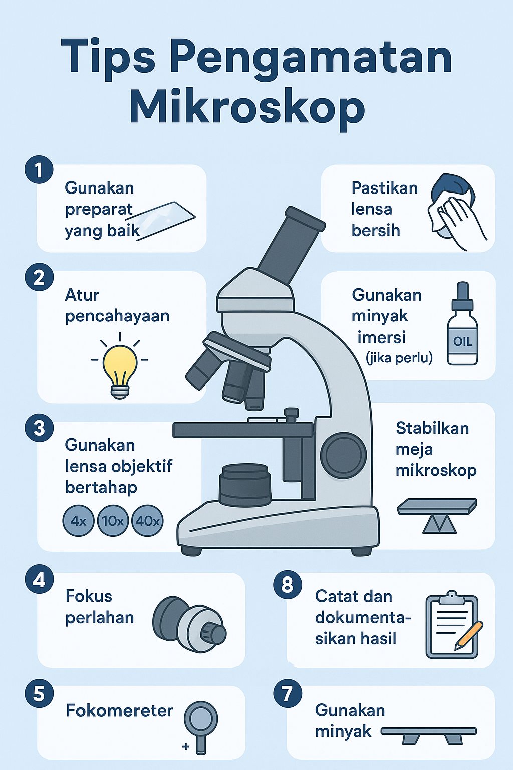 cara pengamatan optimal bagian mikroskop